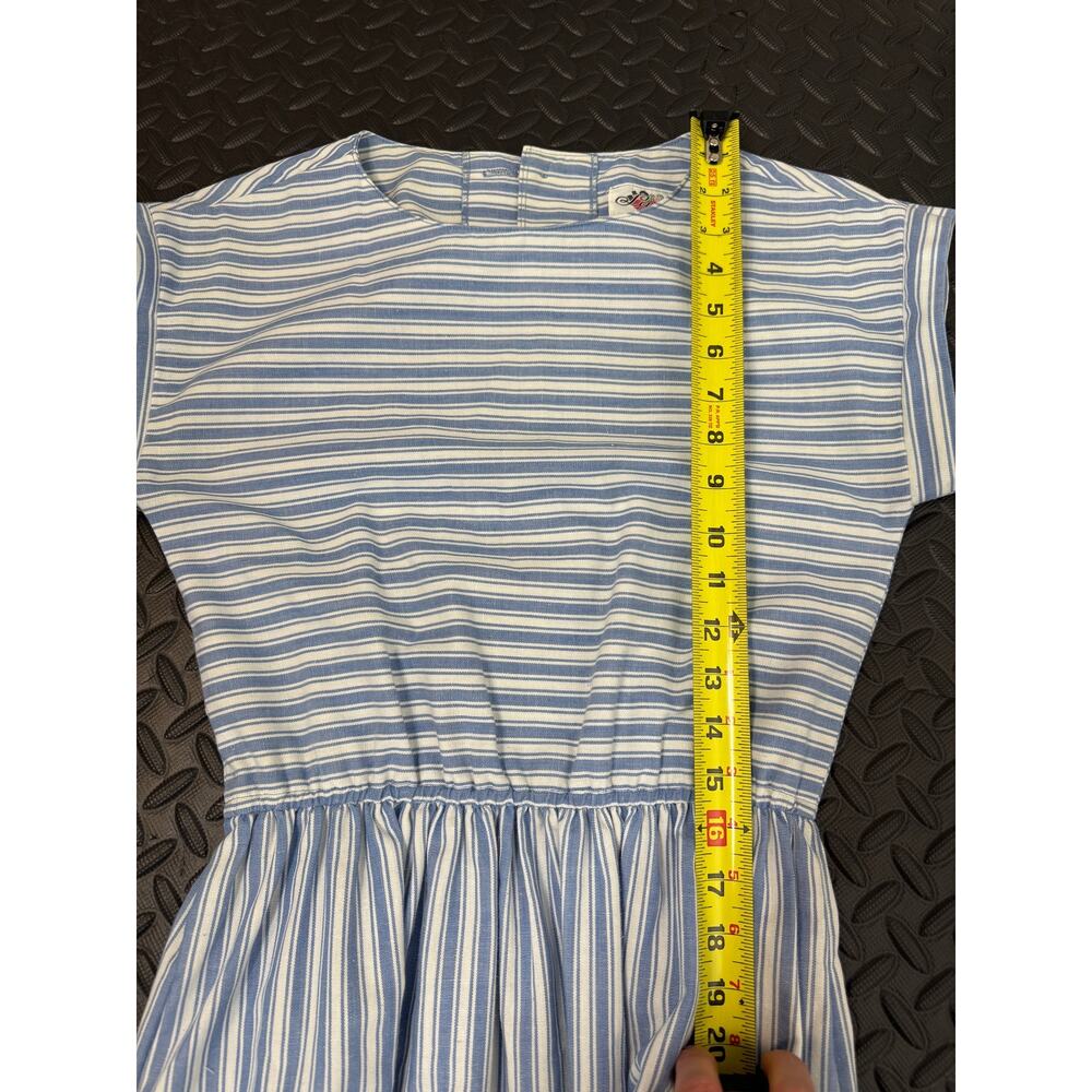 Vintage Lanz Originals Prairie Dress Set Blue Stripe Cottagecore XS 3/4 - Picture 11 of 11